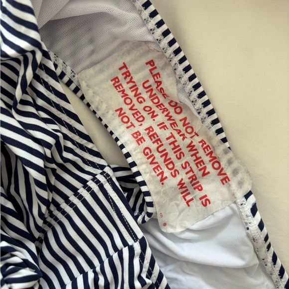 Blue and white stripped full bathing suit - Picture 3 of 4